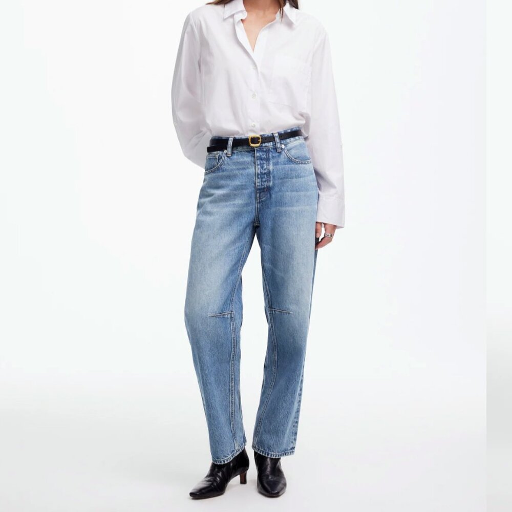 Madewell Darted Barrel-Leg Jean in Dobbins Wash, Size 27